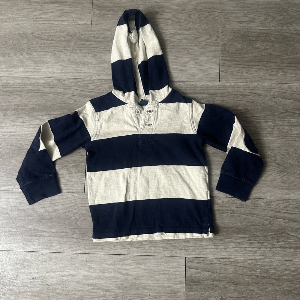 GAP Kids Navy and Cream Striped Hoodie 4T